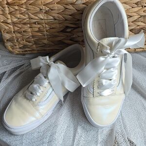Vans Women’s Cream Satin Ribbon Old Skool Sneakers